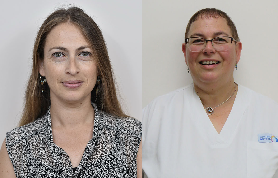 من اليمين الى اليسار: الممرضة المسؤولة في قسم التوليد أورا غرينبيرغ والأخصائية الإجتماعية كيرين حليفا
